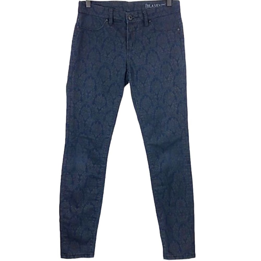 BlankNYC Printed Damask Filigree Skinny Jeans Dark Denim Size 28